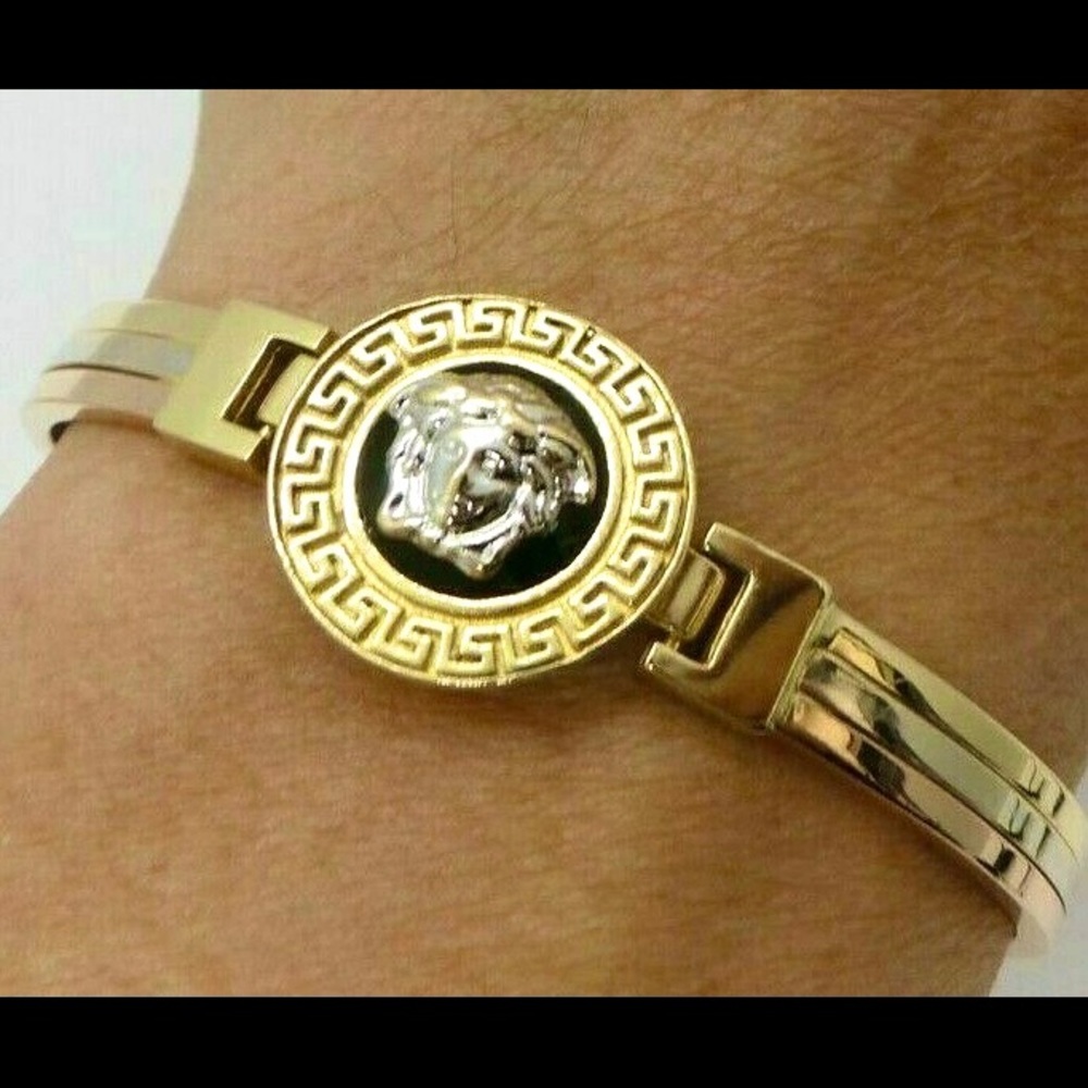 Medusa head .750 18K gold TRI-COLOR GOLD BANGLE BRACELET